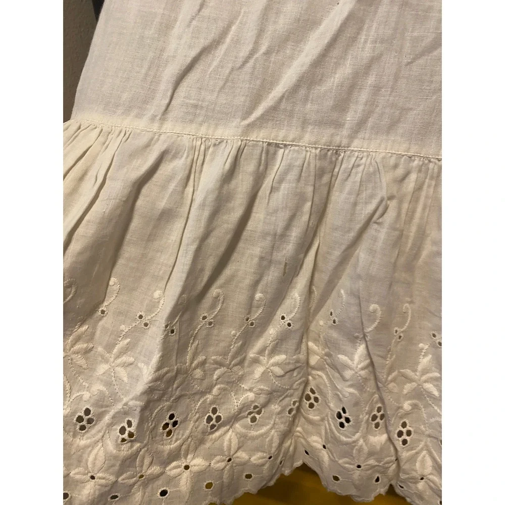 Vintage Midi Skirt Slip Petticoat Eyelet Lace Ruffle White Cottagecore Boho Folk